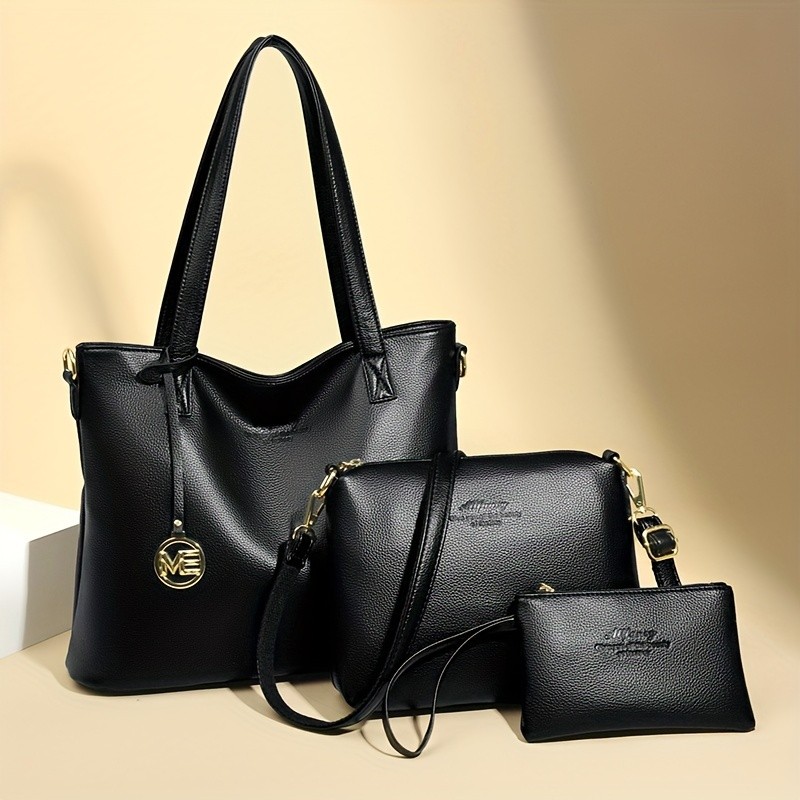 OGEHUAFEE High Quality Three-Piece Womens Handbag Set Large Capacity PU Handbag, Ideal for Shopping, Parties, and Travel