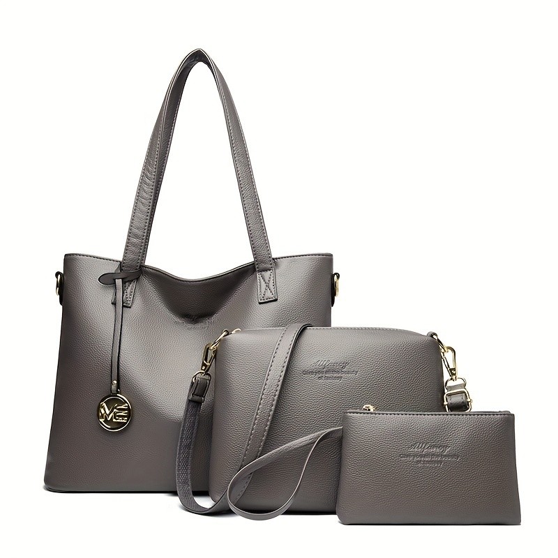 OGEHUAFEE High Quality Three-Piece Womens Handbag Set Large Capacity PU Handbag, Ideal for Shopping, Parties, and Travel