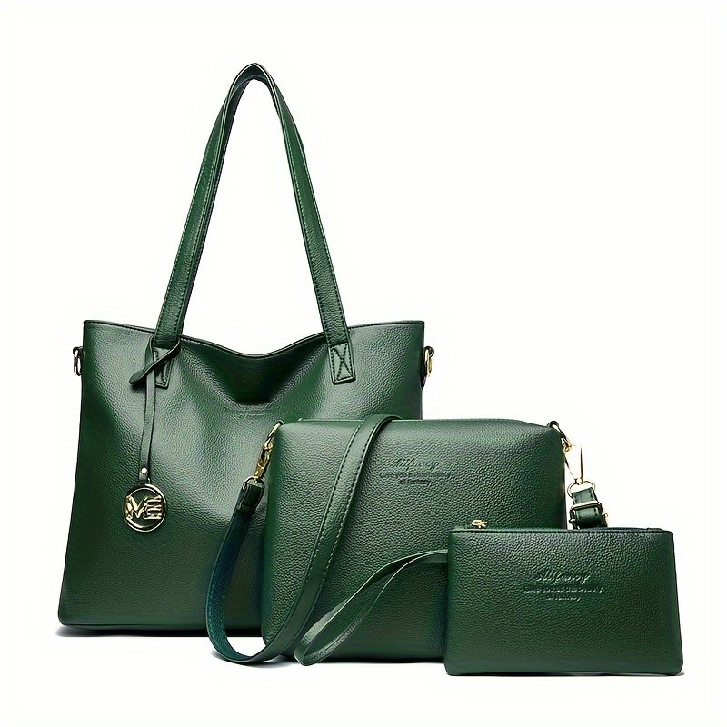 OGEHUAFEE High Quality Three-Piece Womens Handbag Set Large Capacity PU Handbag, Ideal for Shopping, Parties, and Travel