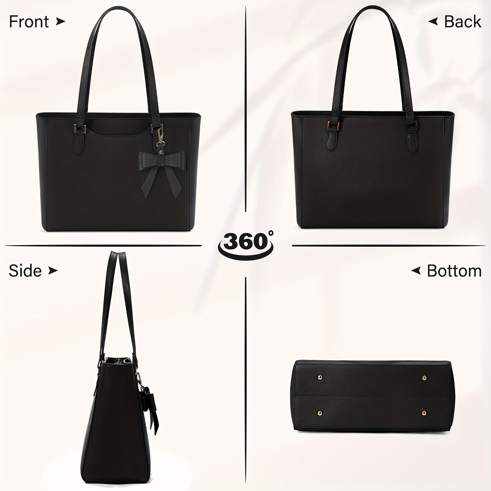 KTMOUW Womens Handbag Large Capacity PU Leather Tote Bag, Zippered Shoulder Bag for School, Work, Travel, and Shopping