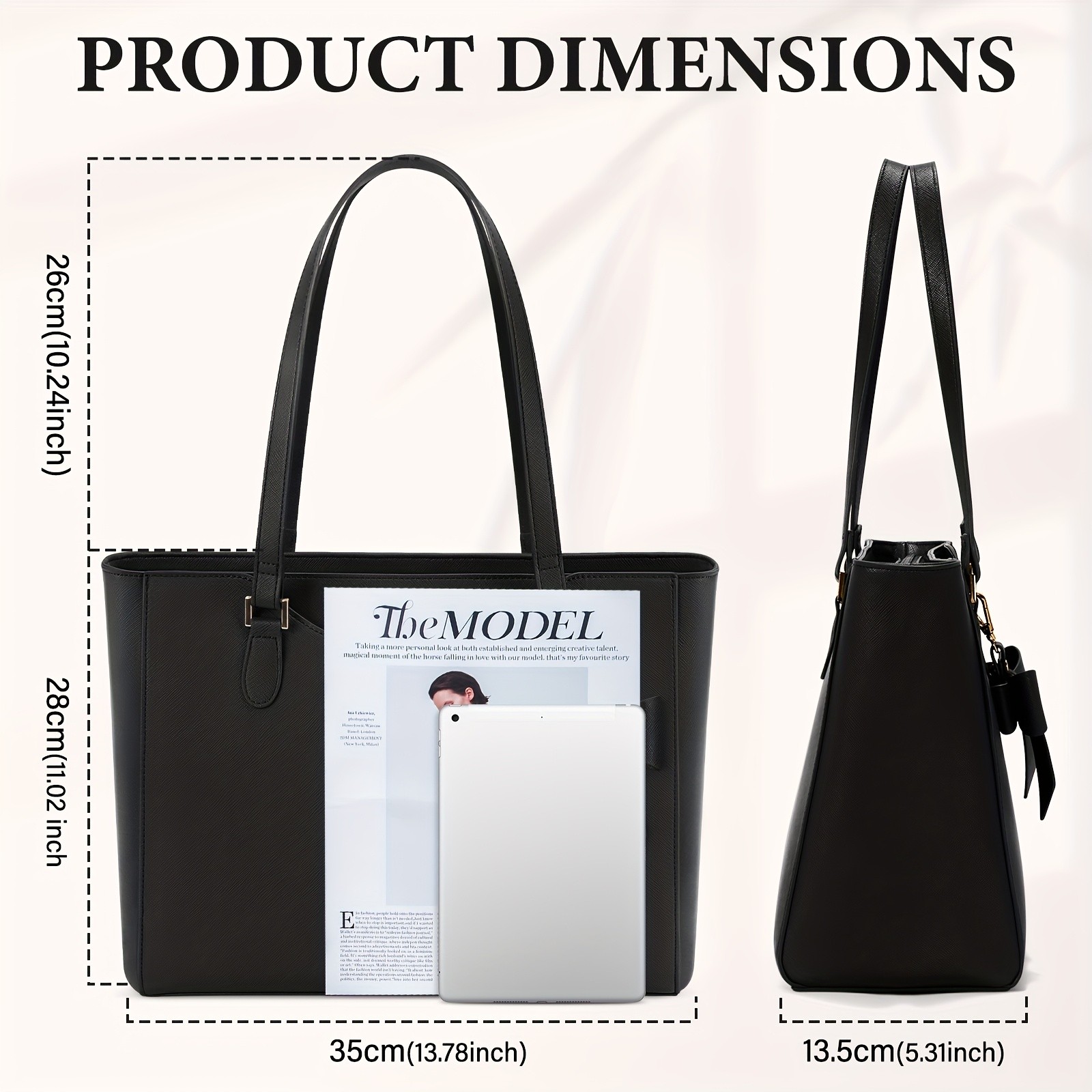 KTMOUW Womens Handbag Large Capacity PU Leather Tote Bag, Zippered Shoulder Bag for School, Work, Travel, and Shopping