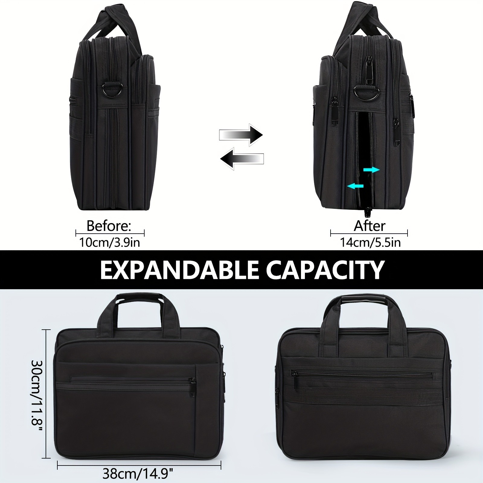 KTMOUW Laptop Briefcase for 15.6-inch Devices Expandable Messenger Bag, Multiple Compartments, TSA-Compliant Design, Ideal for Business & Travel