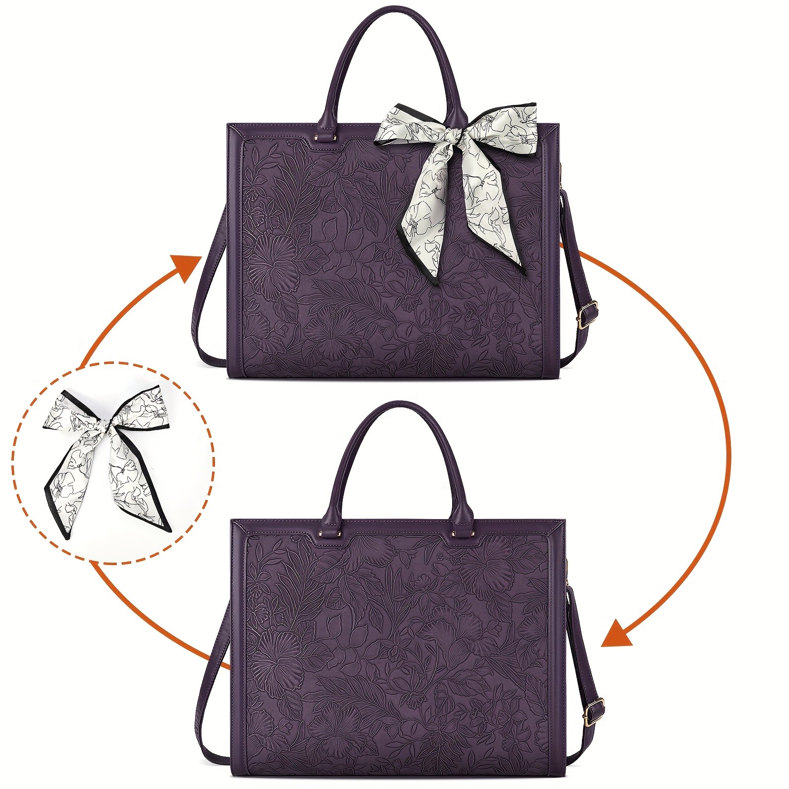 KTMOUW Laptop Bag for Women 39.62 cm Tote, PU Computer Business Briefcase, Large Capacity Shoulder Handbag