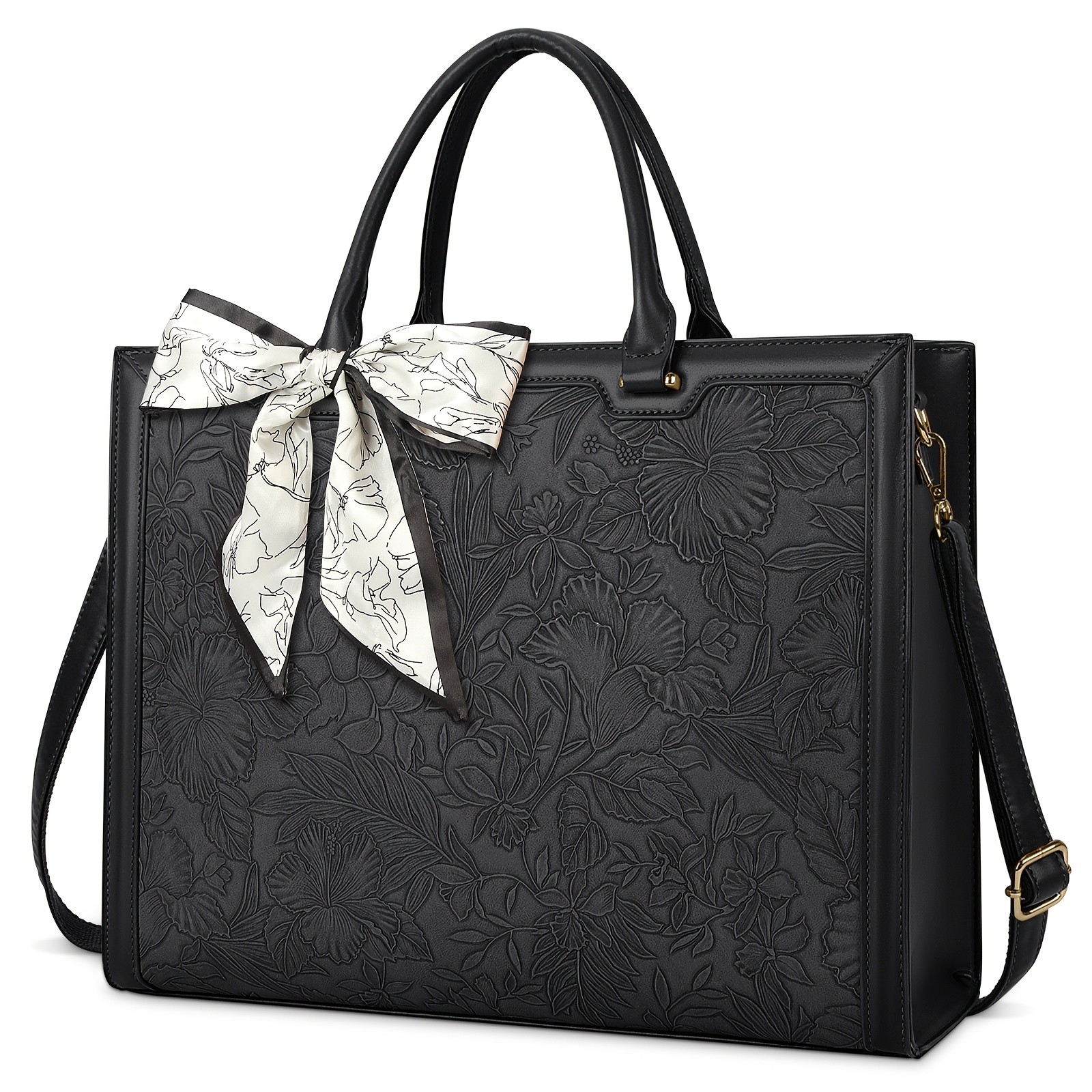 KTMOUW Laptop Bag for Women 39.62 cm Tote, PU Computer Business Briefcase, Large Capacity Shoulder Handbag