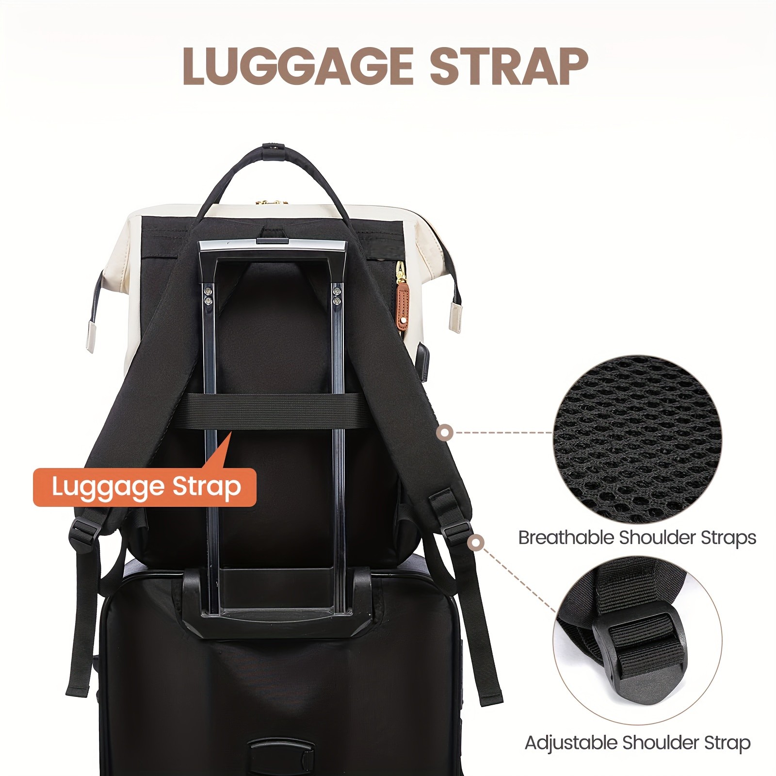 KTMOUW Womens 39.62cm Laptop Backpack Large Capacity, TSA-Approved, Business & Casual Travel Bag with Multiple Compartments