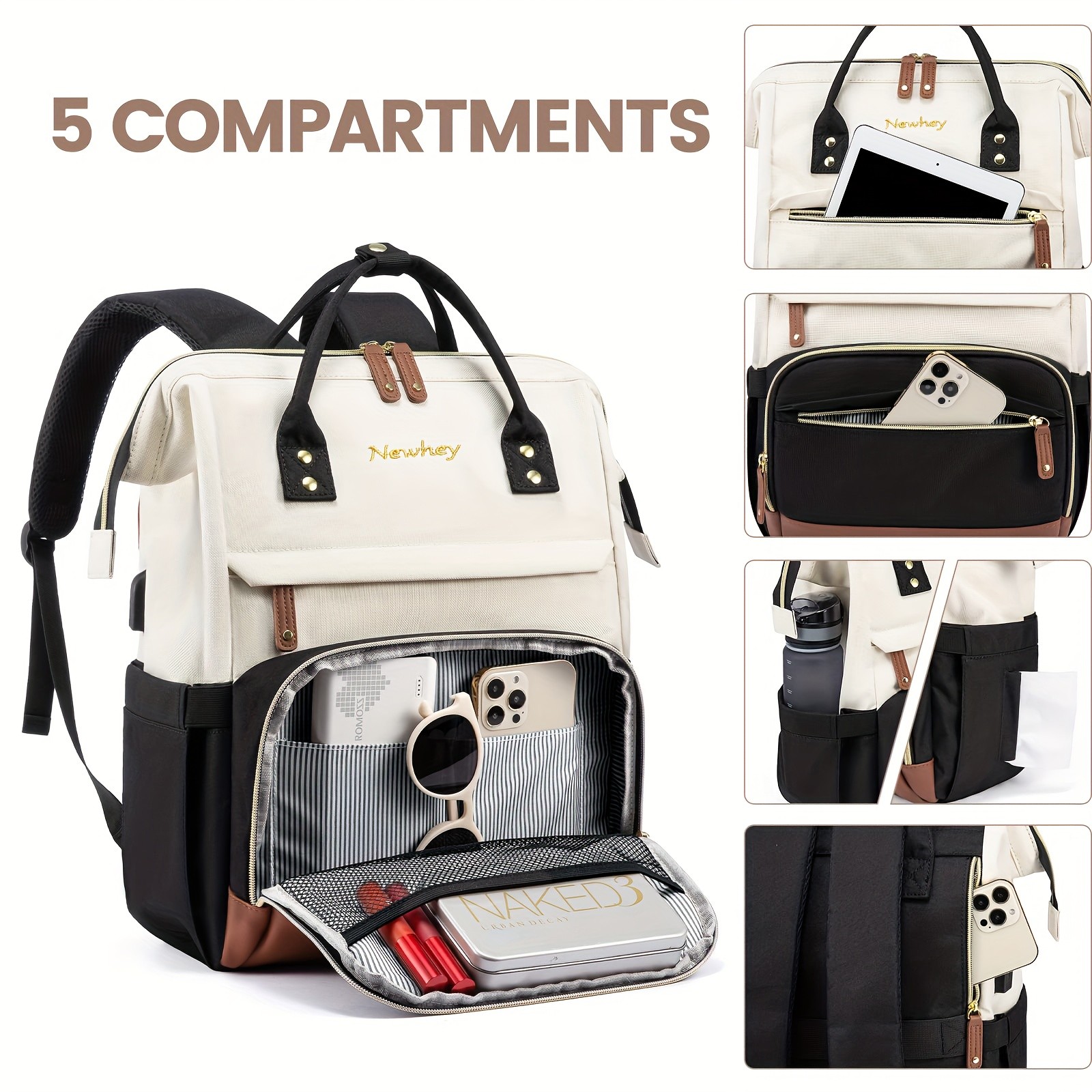 KTMOUW Womens 39.62cm Laptop Backpack Large Capacity, TSA-Approved, Business & Casual Travel Bag with Multiple Compartments