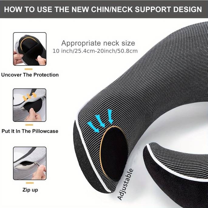 ITECHJOY Ergonomic Neck Support Pillow Soft Contour Polyurethane Foam Travel Pillow for Airplane, Car, Office, and Home