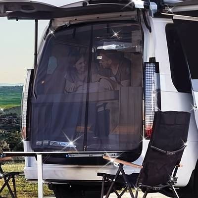 ITECHJOY Rear Wing Mosquito Net for Travel Cars Magnetic Sunshade Ventilation Screen for RVs (170.0x150.01cm)