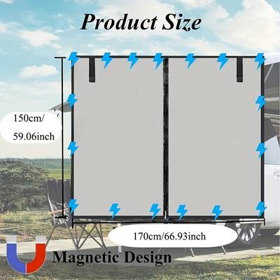 ITECHJOY Rear Wing Mosquito Net for Travel Cars Magnetic Sunshade Ventilation Screen for RVs (170.0x150.01cm)