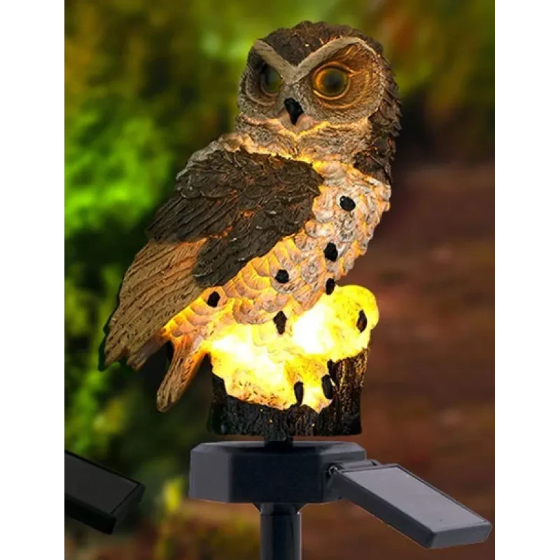 Led Solar Power Outdoor Garden Waterproof Owl Stake