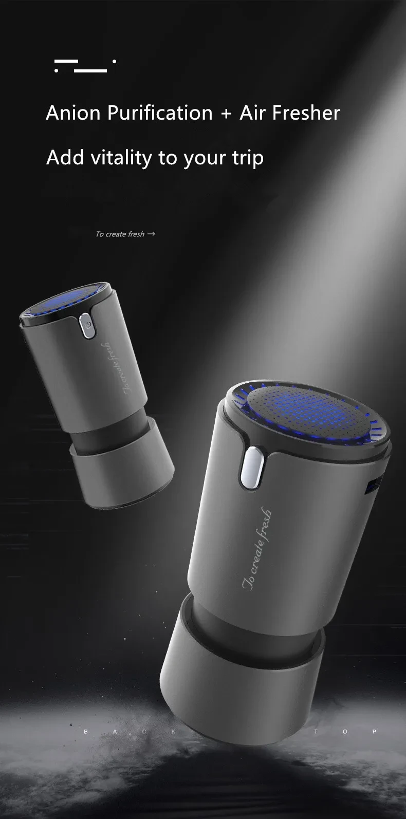 Portable Mini Air Purifier Car Freshener with Ture HEPA Filter