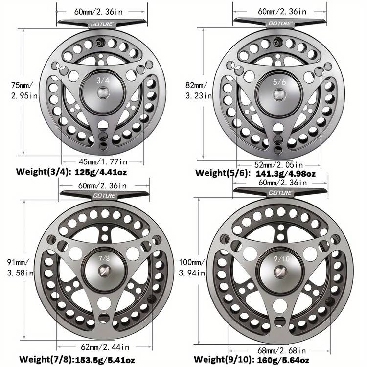 Goture 1pc Fly Fishing Reel High-Performance CNC-Machined Aluminum Alloy Reel for Freshwater and Saltwater Fishing