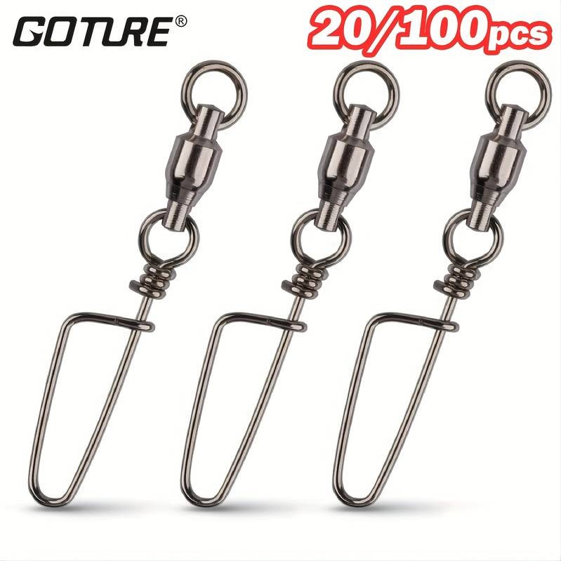 Goture 20/100pcs Stainless Steel Quick Pin B Type Connector Bearing Turn Ring Reliable Fishing Gear for Seamless Connections