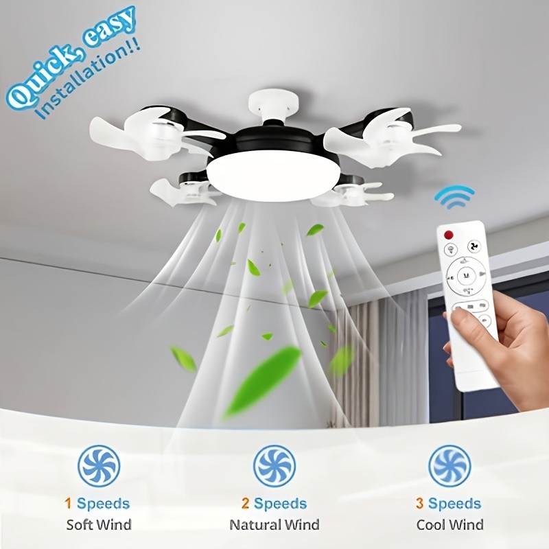 XBATE 50.04cm/44.96cm E27 Drone Ceiling Fan with Light & Remote Control