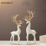KEMORELA Deer Figurine Decorations Elegant Resin Reindeer Figurine for Festive and Holiday Home Decor