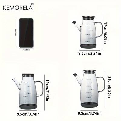 KEMORELA Glass Oil Dispenser with Stainless Steel Lid Leakproof, Non-Slip, and Perfect for Oil, Vinegar, and Salad Dressing