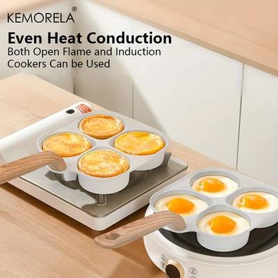 KEMORELA 4-Section Non-Stick Frying Pan  Versatile, Easy-to-Clean Pan for Eggs, Burgers, and More