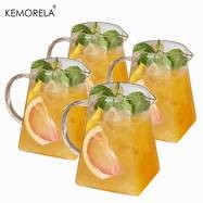 KEMORELA 4/6pcs Juice Cup with Handle Stylish Glass Cups for Coffee, Milk, and Afternoon Tea