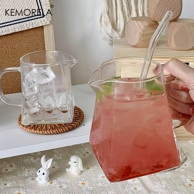 KEMORELA 4/6pcs Juice Cup with Handle Stylish Glass Cups for Coffee, Milk, and Afternoon Tea