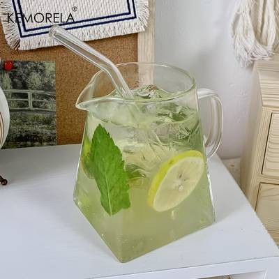 KEMORELA 4/6pcs Juice Cup with Handle Stylish Glass Cups for Coffee, Milk, and Afternoon Tea