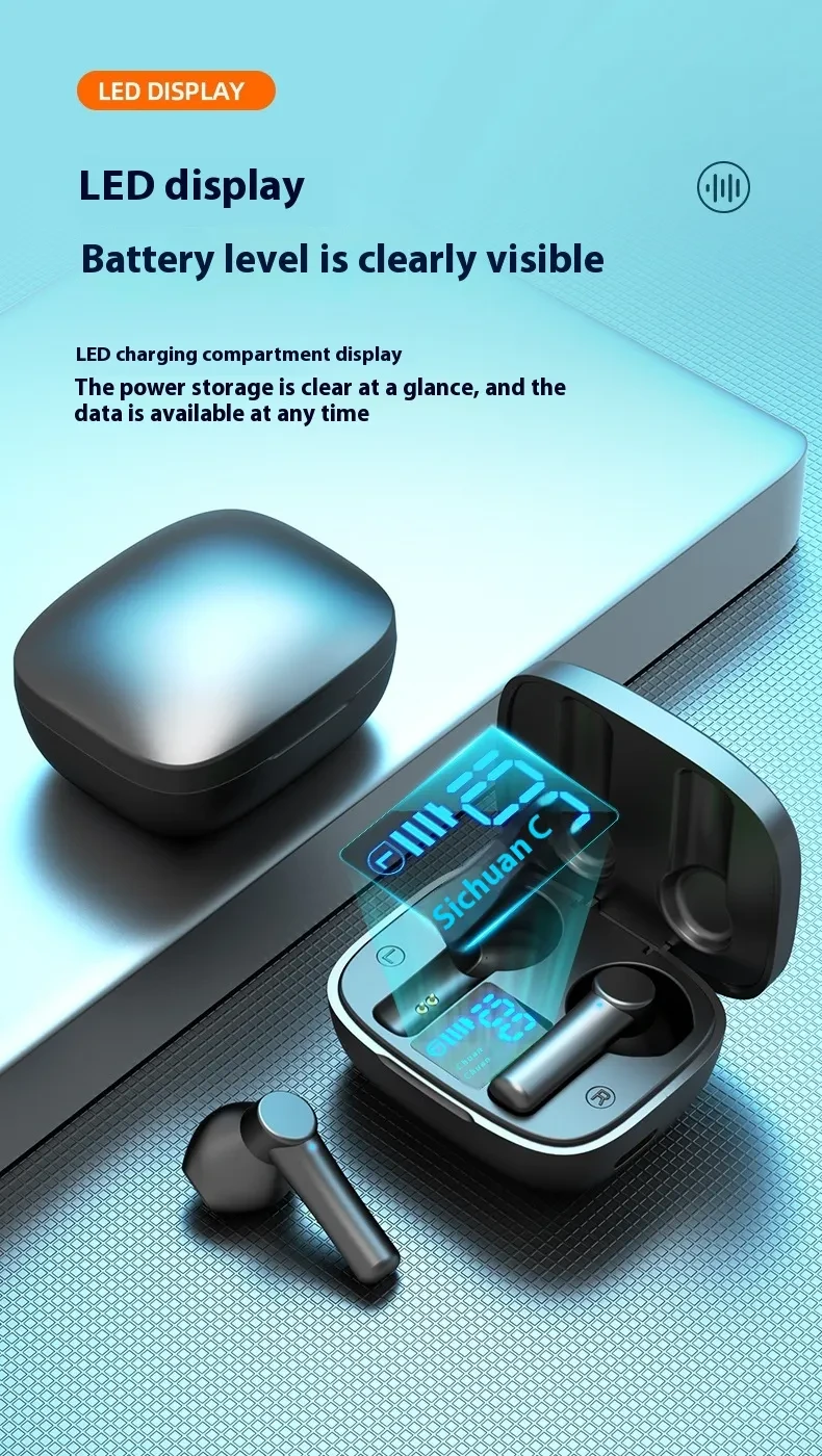 Digital Display Sports In-ear Waterproof Wireless Bluetooth Headset