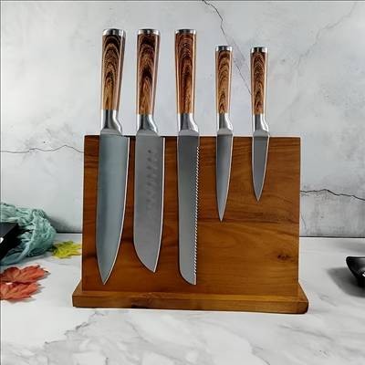 1pc Acacia Wood Double-sided Magnetic Holder A Simple and Elegant Essential for Your Kitchen
