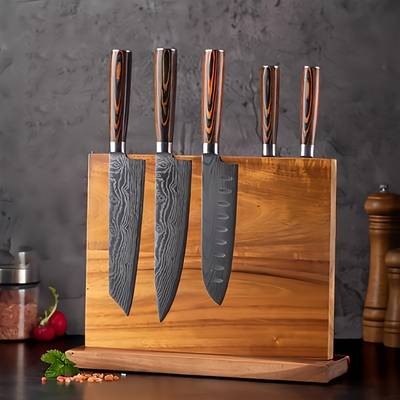 1pc Acacia Wood Double-sided Magnetic Holder A Simple and Elegant Essential for Your Kitchen