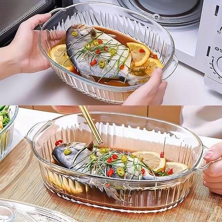 Clear Glass Oval Casserole with Lid and Handles The Perfect Kitchen Companion for Easy Cooking