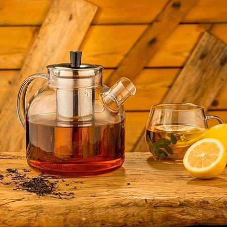 50oz Large Glass Teapot Set with Removable Stainless Steel Infuser Perfect for Tea, Coffee, and Floral Brews