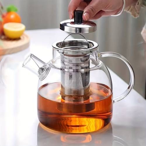 50oz Large Glass Teapot Set with Removable Stainless Steel Infuser Perfect for Tea, Coffee, and Floral Brews