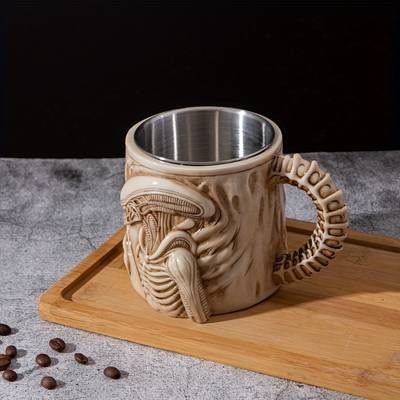 1pc Xenomorph 3D Stainless Steel Mug A Unique Alien-Themed Mug for Coffee Lovers and Sci-Fi Fans