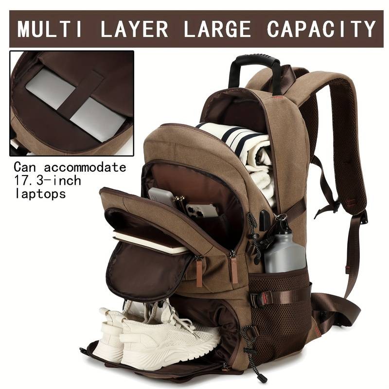 Large Capacity Hiking Backpack  Outdoor Camping Rucksack with Shoe Compartment for Men and Women
