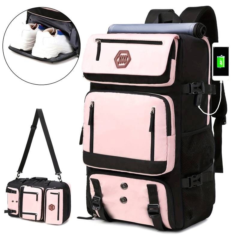 Mens Travel Backpack Womens Carry-On Daypack for Hiking & Outdoor Sports with Shoe Compartment
