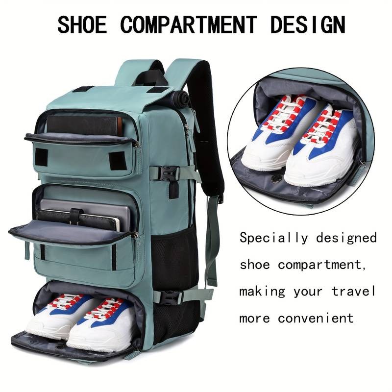 Mens Travel Backpack Womens Carry-On Daypack for Hiking & Outdoor Sports with Shoe Compartment