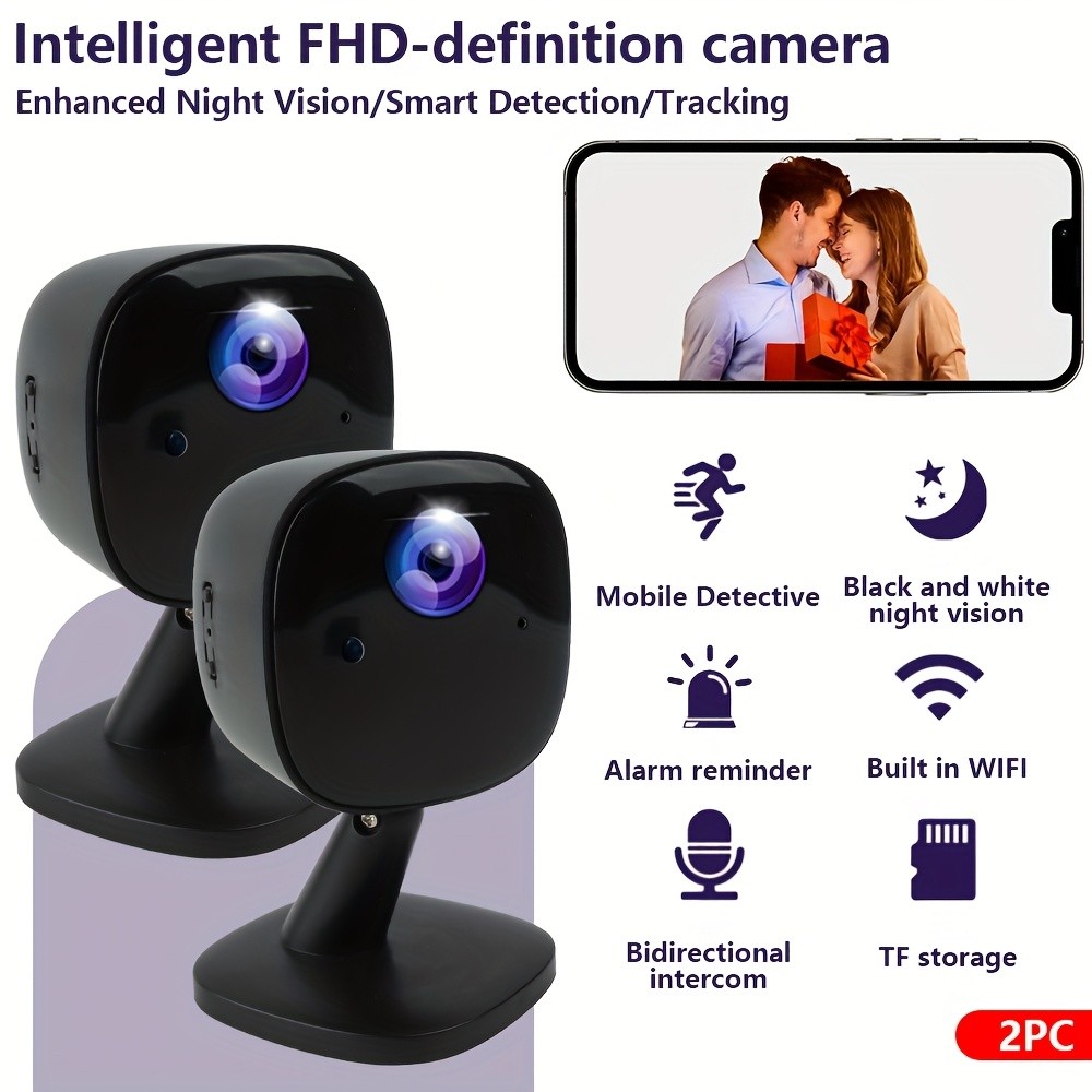 2pcs Ziicam Smart Home Security Cameras with Dual Audio and Night Vision