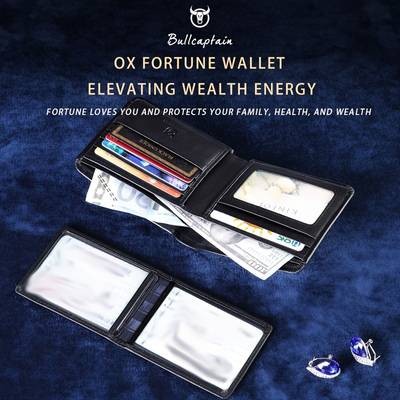 BULLCAPTAIN Men's Genuine Leather Wallet Stylish & Sophisticated with Golden-Tone Accents