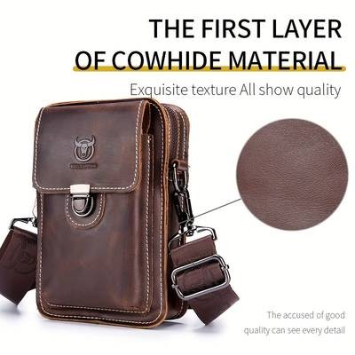 BULLCAPTAIN Mens Multi-Functional Large-Capacity Messenger Bag Retro-Inspired, Casual Business Bag for Mobile & Essentials