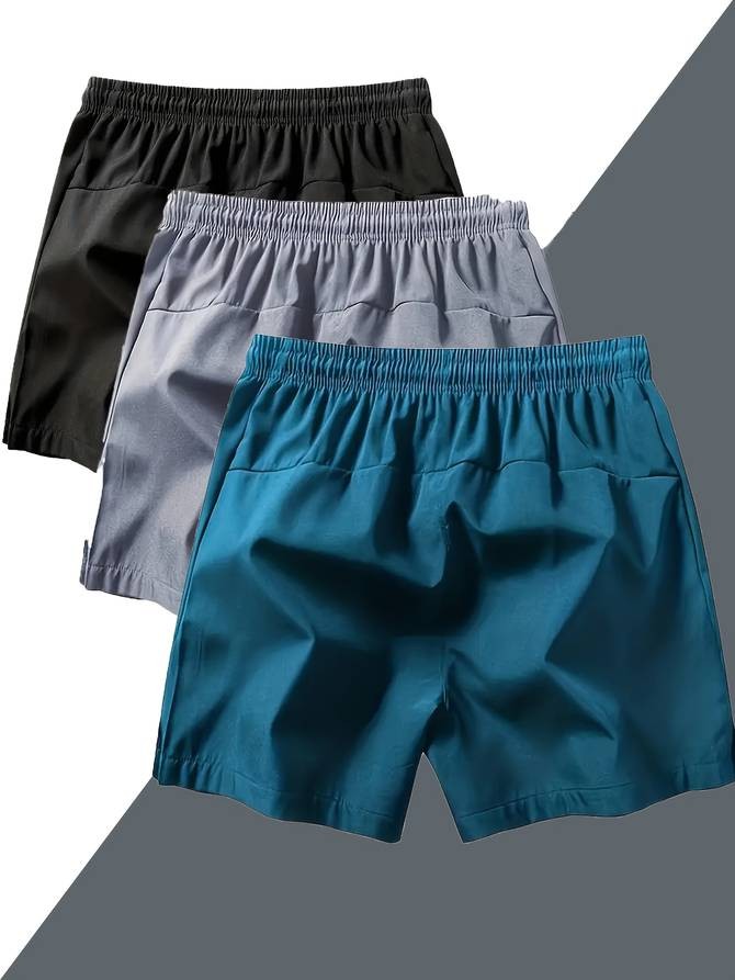 3pcs Mens Quick-Dry Athletic Shorts with Adjustable Drawstring Waist Lightweight, Durable Workout Shorts for Training, Running, & Beach