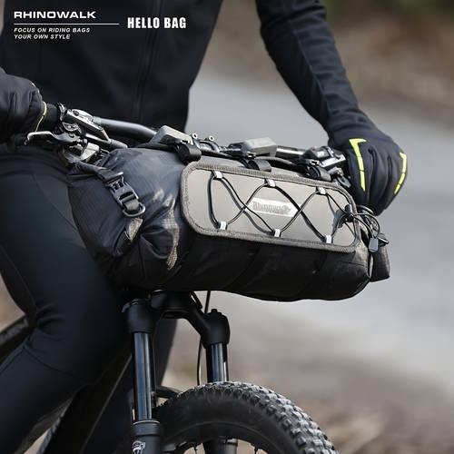 Rhinowalk 12L Heavy-Duty Bike Handlebar Bag Adjustable Bikepacking System for MTB/Road Bikes