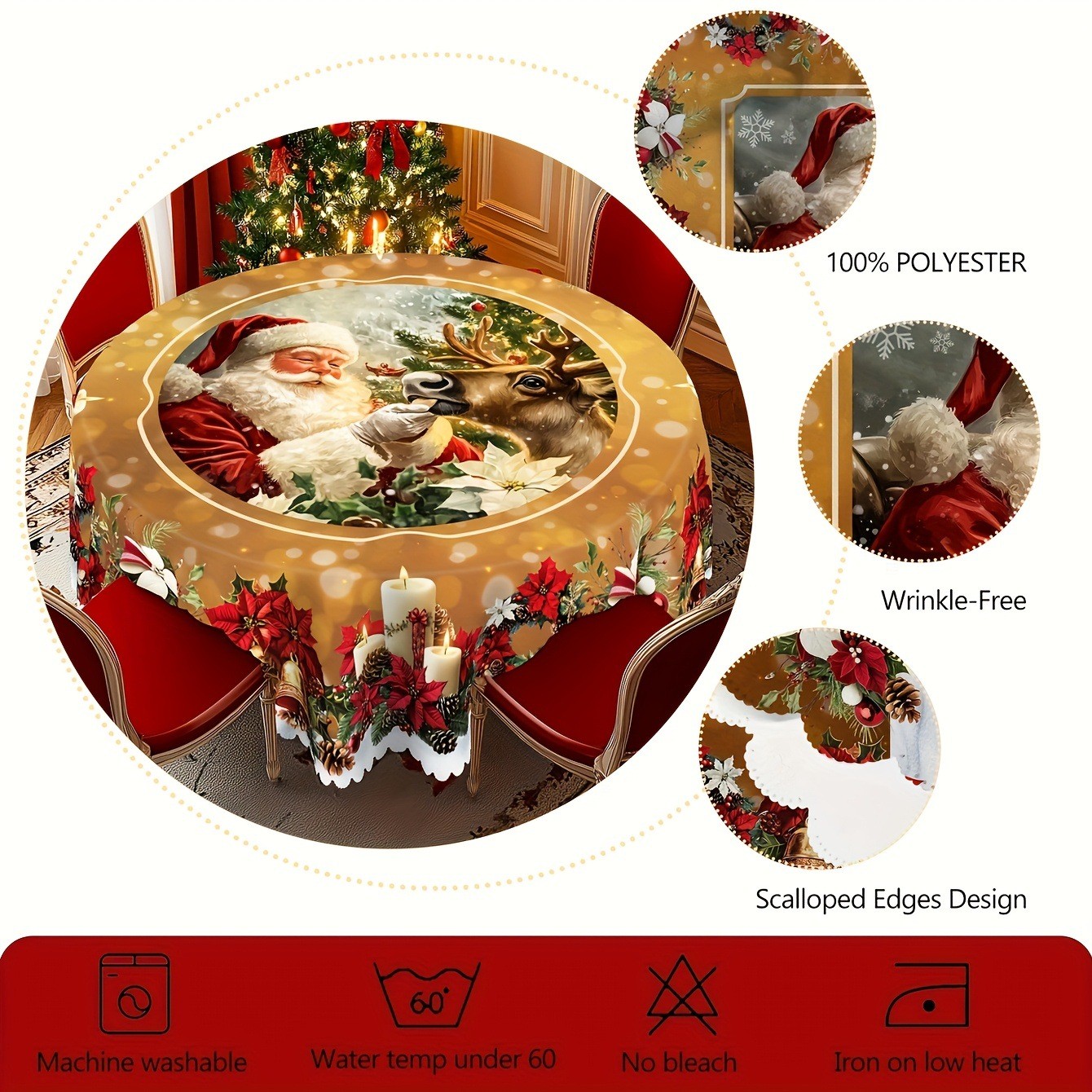 Round Christmas Tablecloth