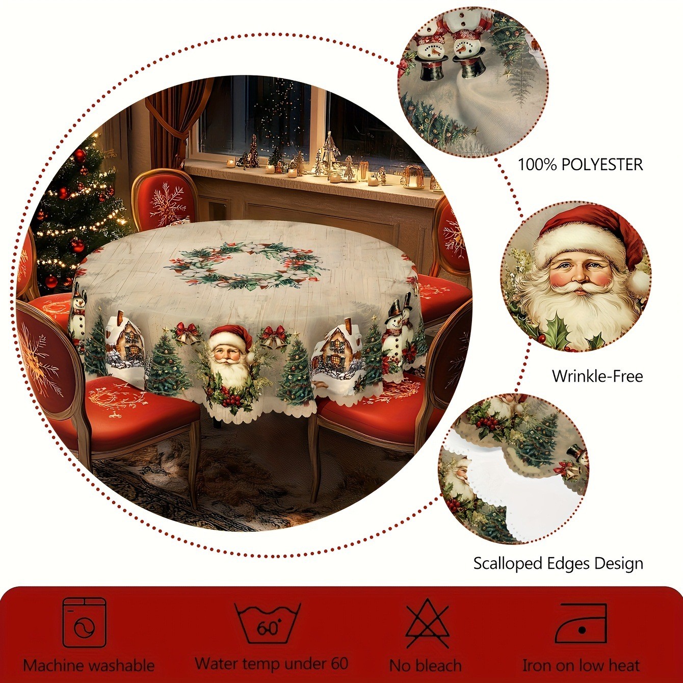 Round Christmas Tablecloth