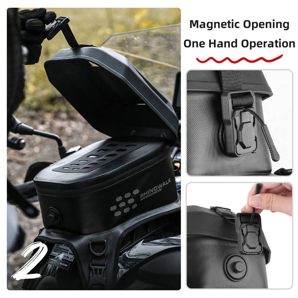 Rhinowalk Touchscreen Motorcycle Tank Bag  5.6L Large Capacity Camera Backpack for Travel & Storage