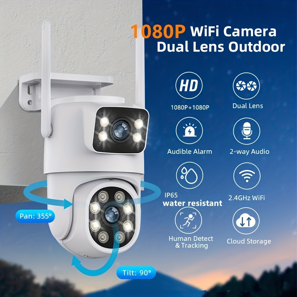 AntCctv Wireless Security Camera with Dual Lens & Dual Screen Display