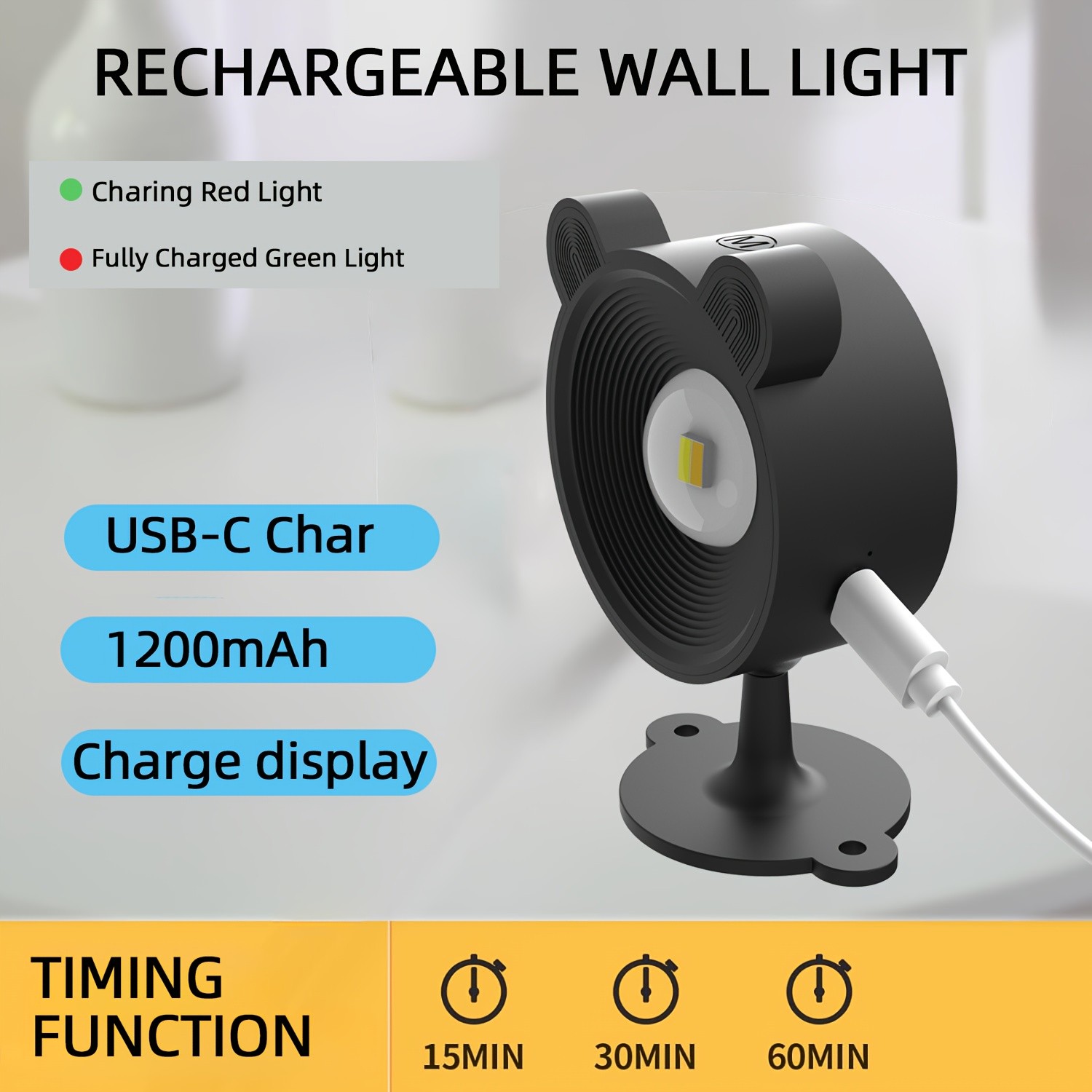 1/2/4pcs Rechargeable LED Wall Lamp
