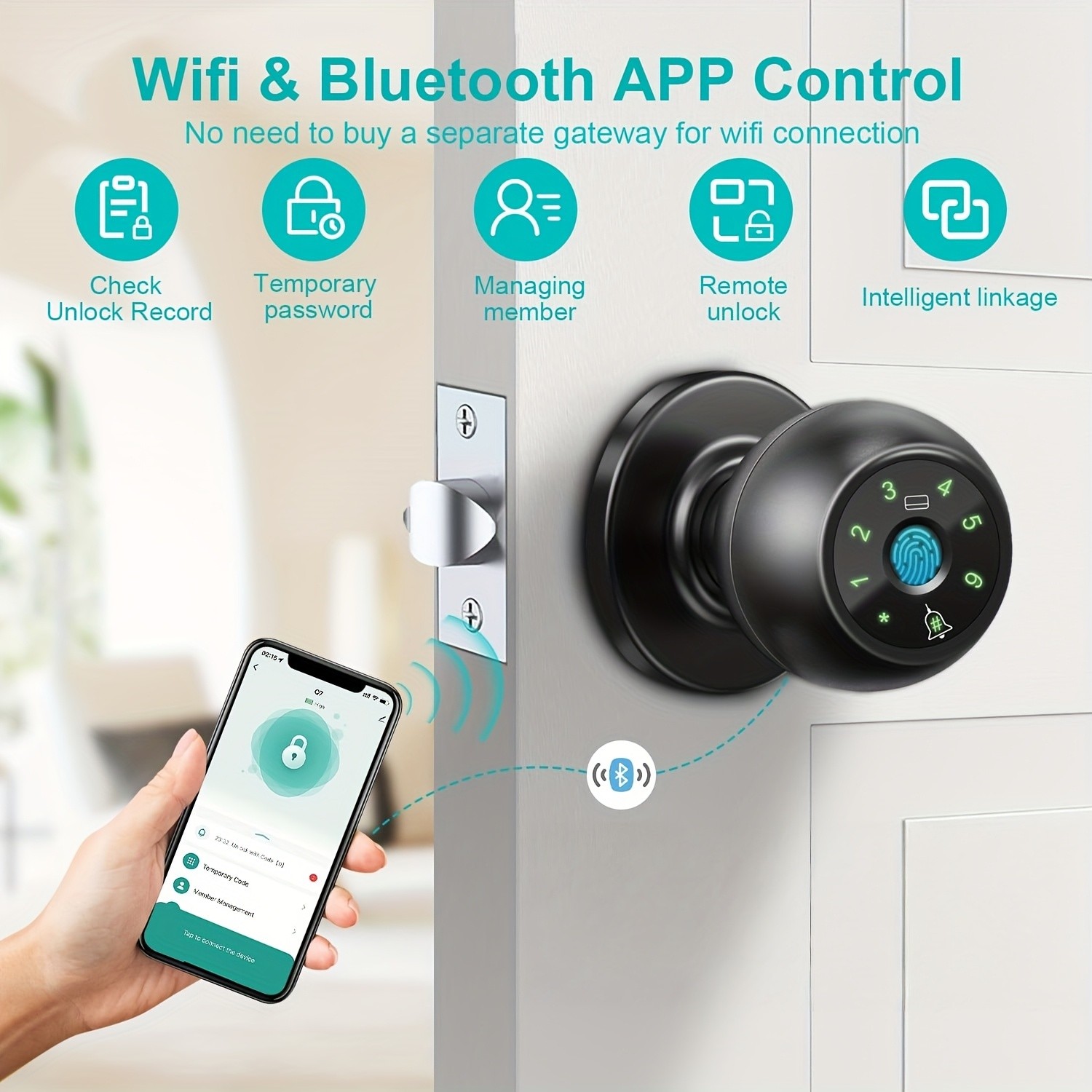 YFK Smart Biometric Fingerprint Door Lock with Doorbell