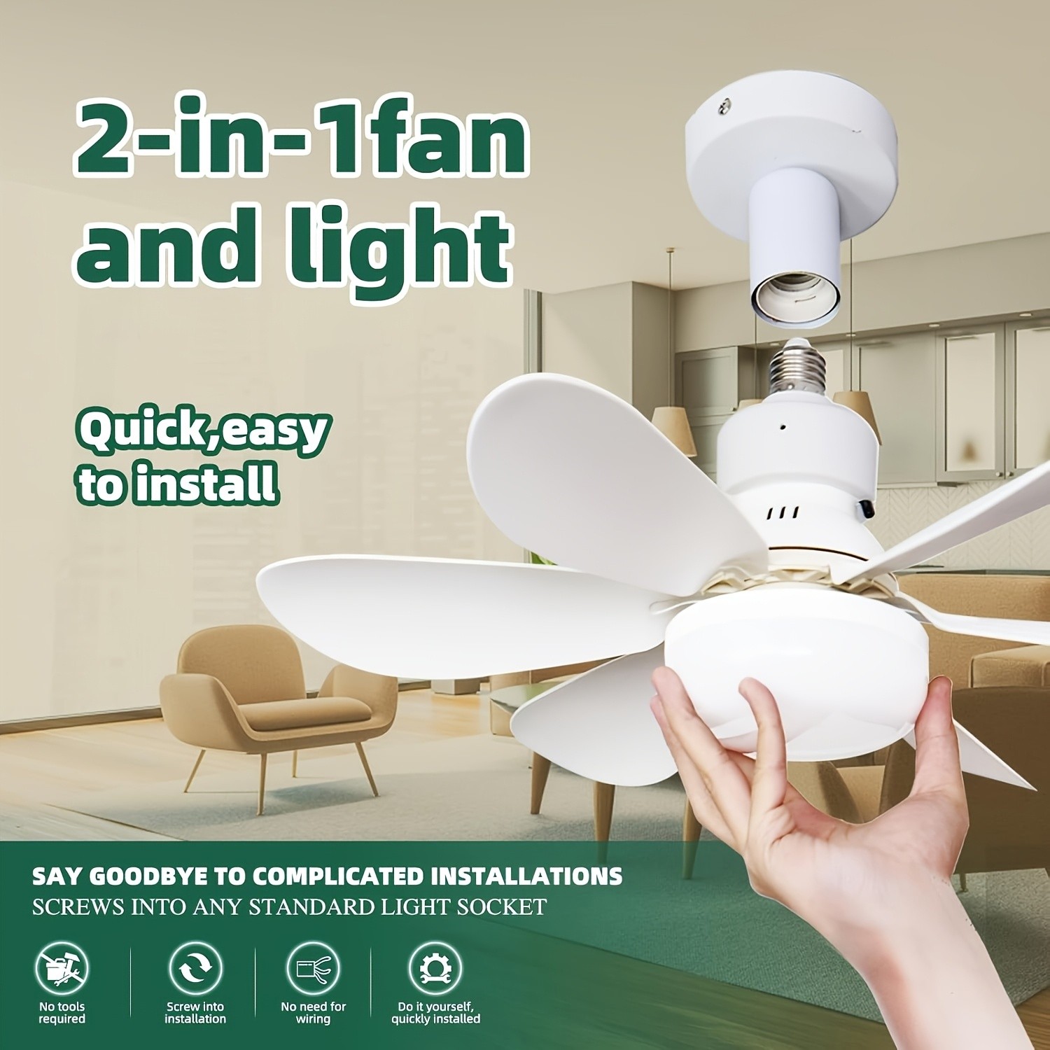 FIBRAVE 52cm/42cm Smart Ceiling Fan Light with Remote Control