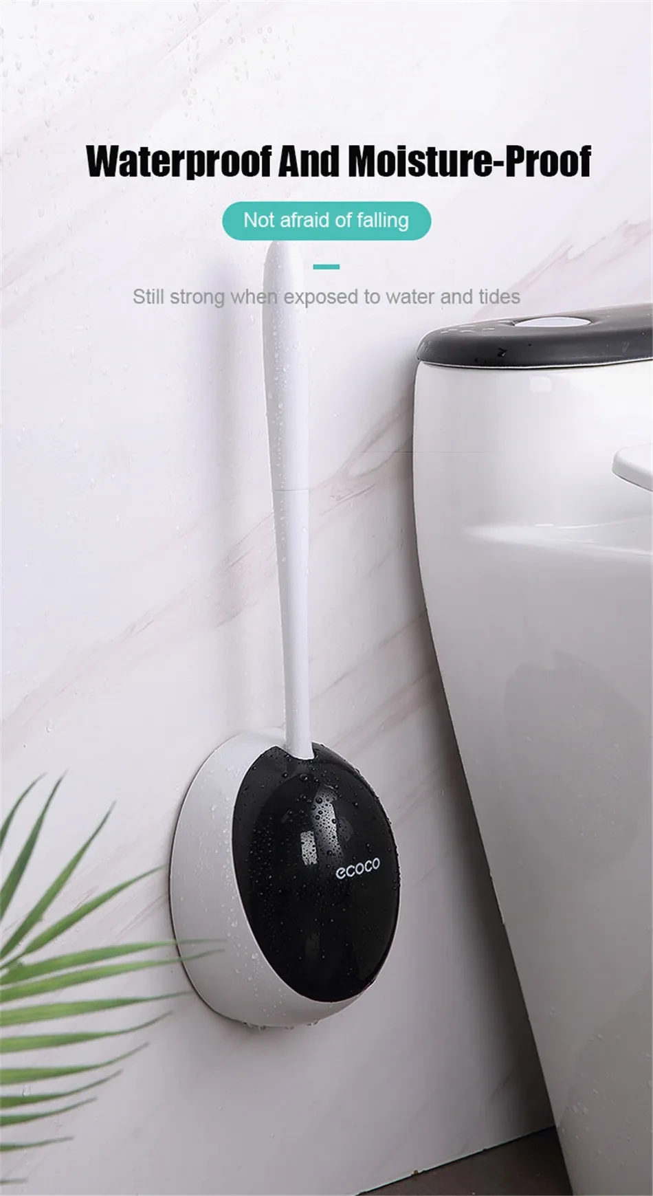 Wall-Mounted Silicone Toilet Brush with Holder