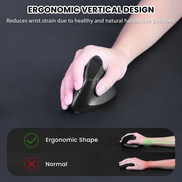 AJAZZ I300 Vertical Optical Mouse Dual Wireless, Ergonomic, and Rechargeable