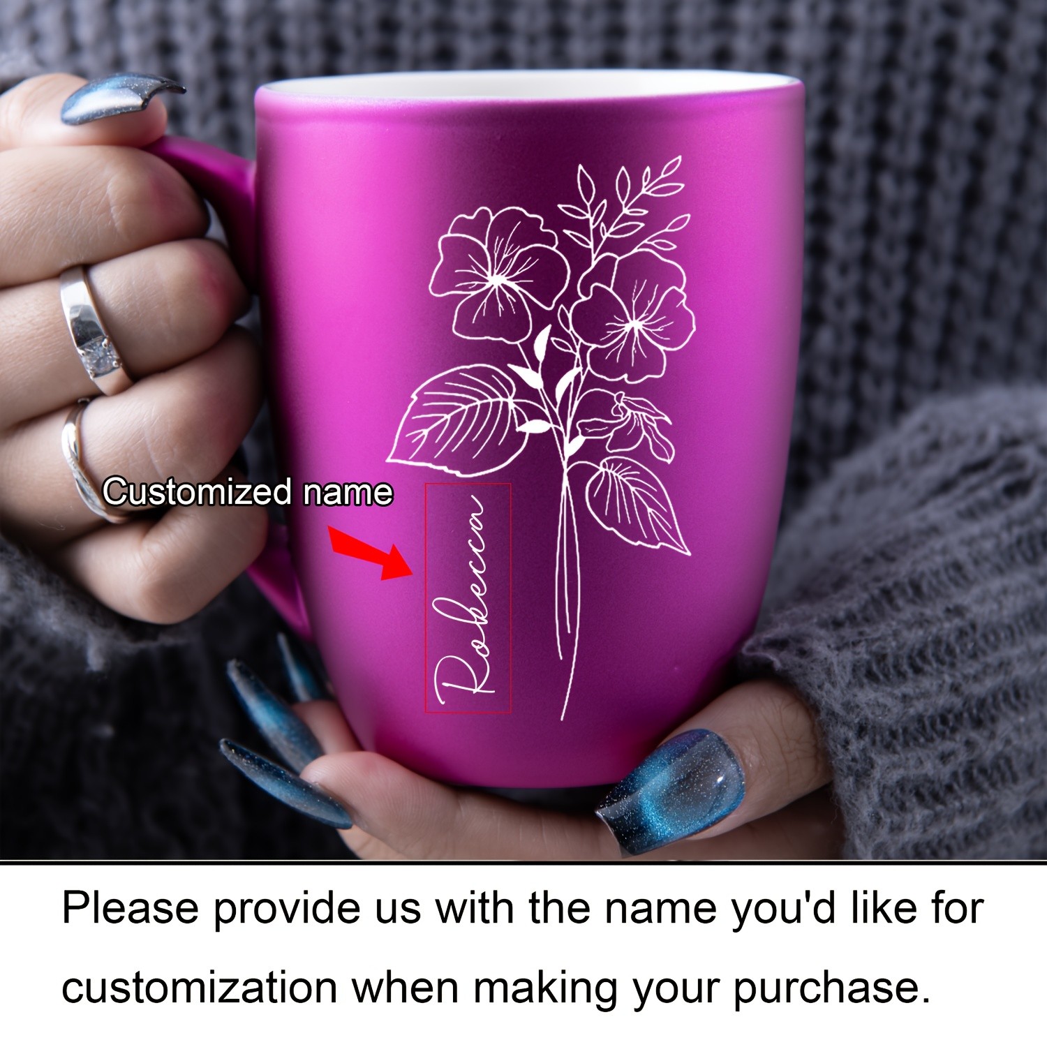 G MUGS 11oz Customized Birthday Month Flower Coffee Cup