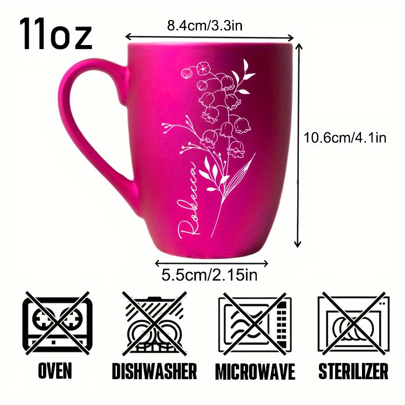 G MUGS 11oz Customized Birthday Month Flower Coffee Cup